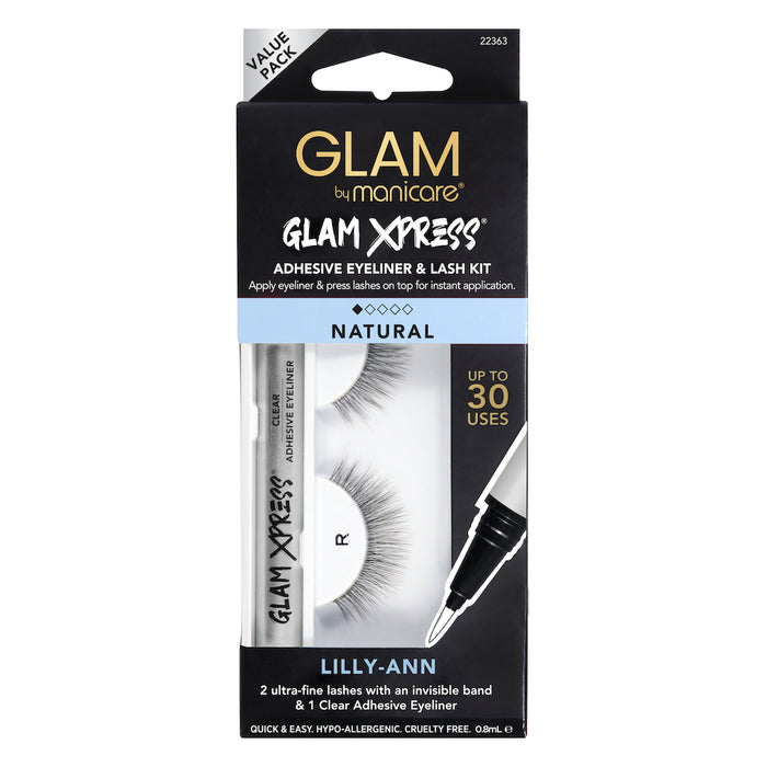 22363 Glam By Manicare Natural Adhesive Eyeliner Lash Kit