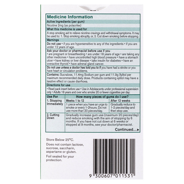Nicorette Gum Spearmint 2mg 105.
