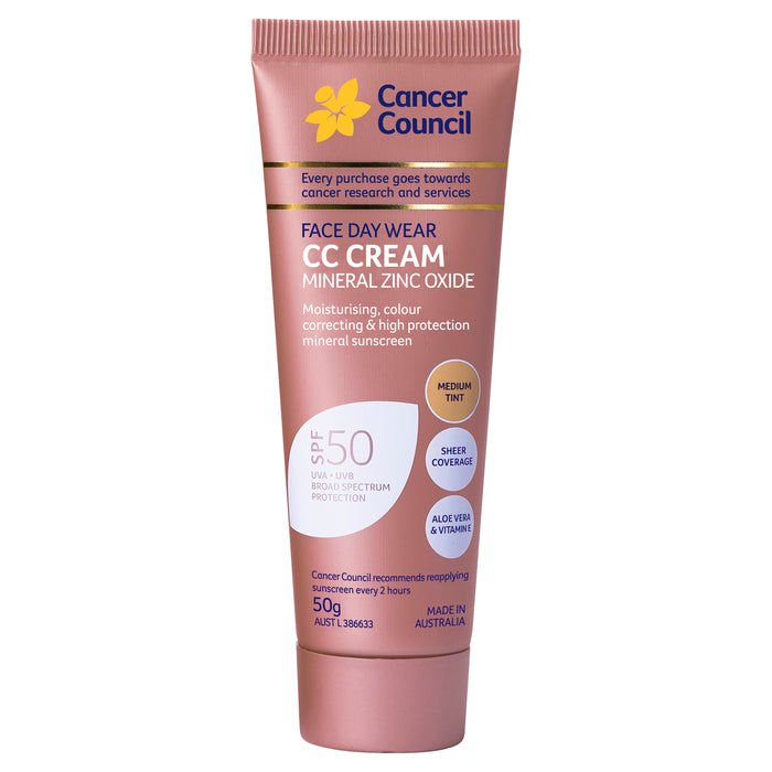 Cancer Council Face Day Wear CC Cream SPF50 Medium Tint 50g