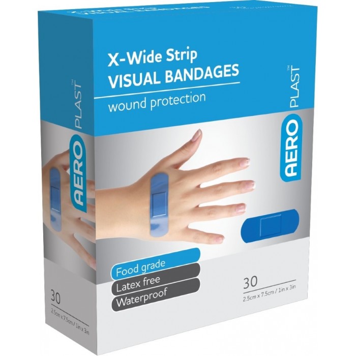 Aero Blue Bandages Visual Detect X-Wide 30