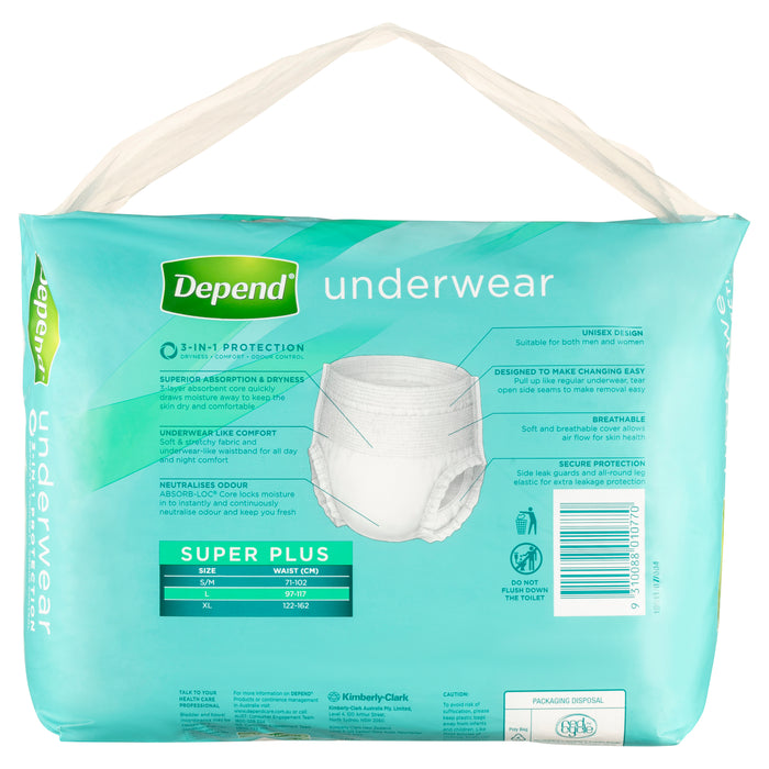 Depend Adult Underwear Super Plus Large 9 Pack