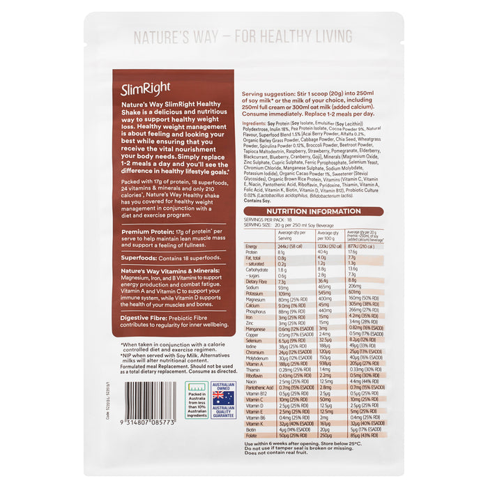 Nature's Way SlimRight Healthy Chocolate Shake 360g