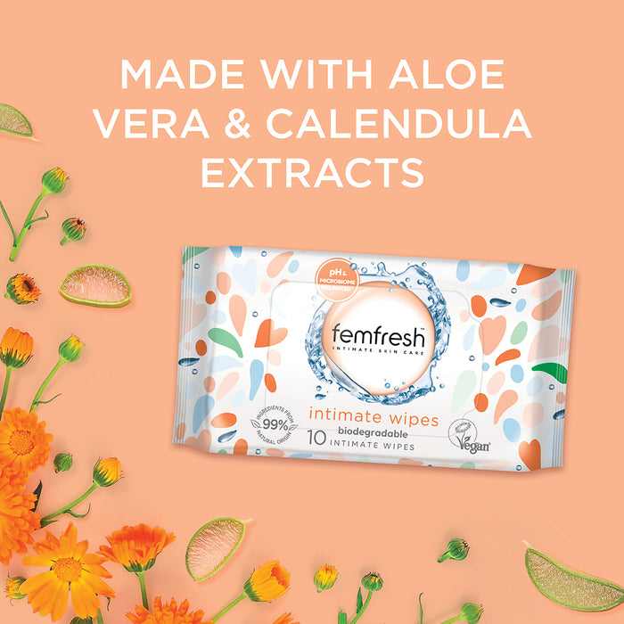 Femfresh Pocket Wipes 10 Pack.
