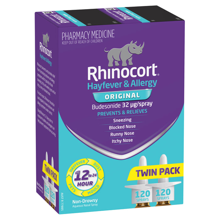 Rhinocort Aqueous Nose Spray 32mcg 120 Dose Twin Pack.