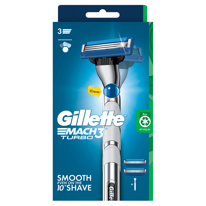 Gillette Mach 3 Turbo 3D Manual Razor and 2 Blades