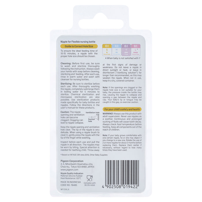 Pigeon Peristaltic Slim Neck Teat Y Cut 2 Pack