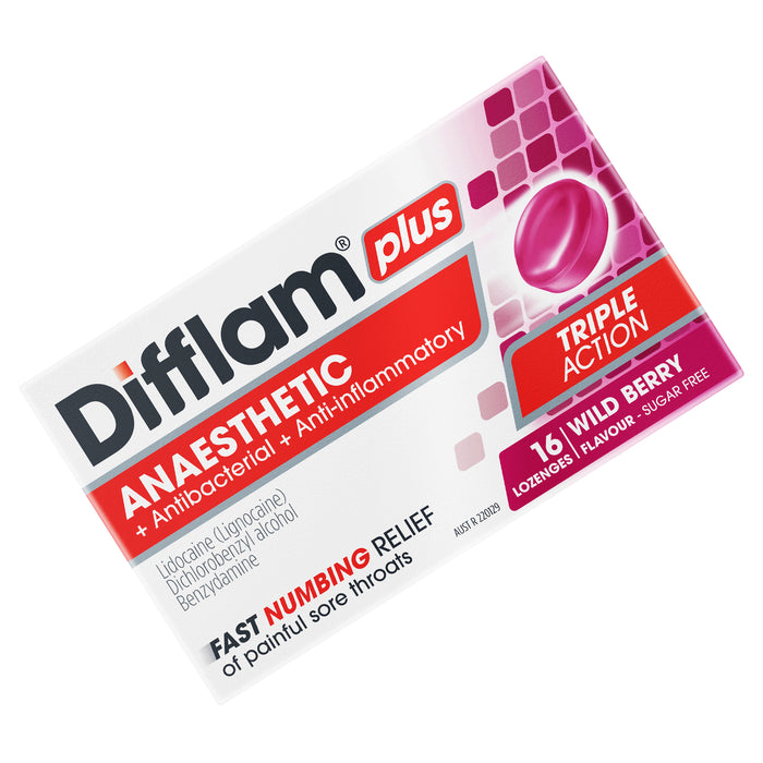 Difflam Plus Sore Throat Lozenge Plus Anaesthetic Berry 16