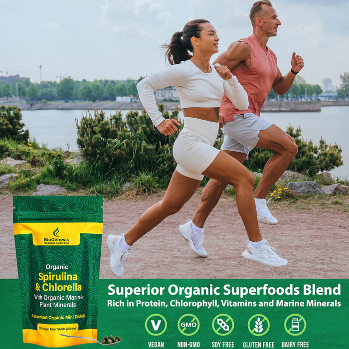 BioGenesis Australian Organic Spirulina + Chlorella 300 Mini Tablets