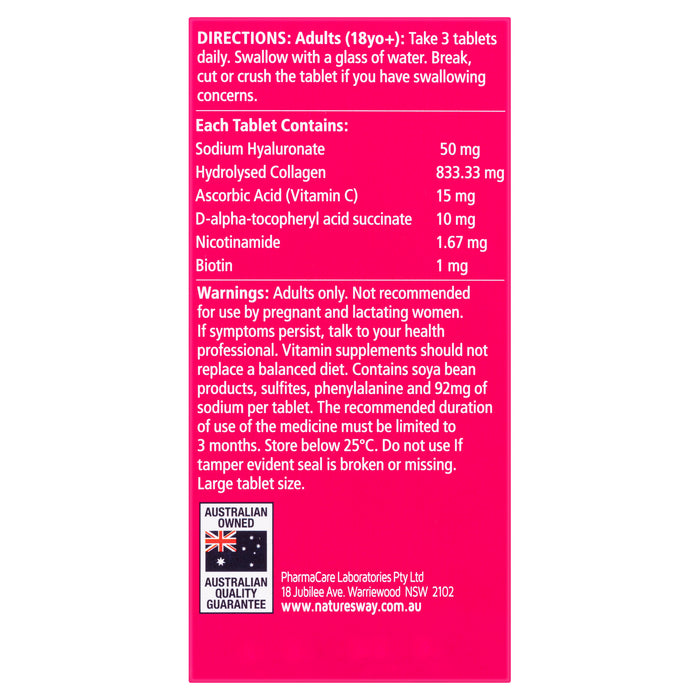 Nature's Way Beauty Collagen + Hyaluronic 60 Tablets.