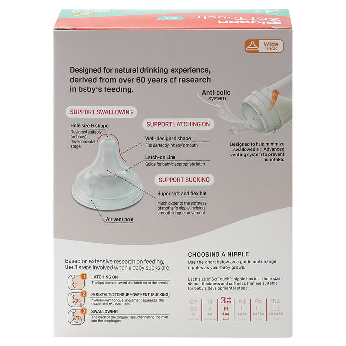 Pigeon Softouch Bottle PP Twin Pack 3 months plus 240ml.