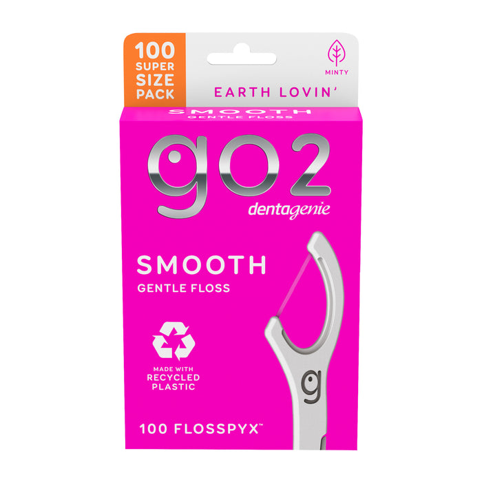 GO2 Dentagenie Smooth Flosspyx Minty 100 Super Pack