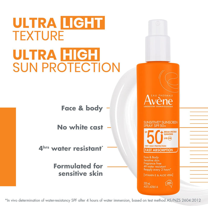 Avene Sunsitive Sunscreen Spray SPF 50+ 200ml.
