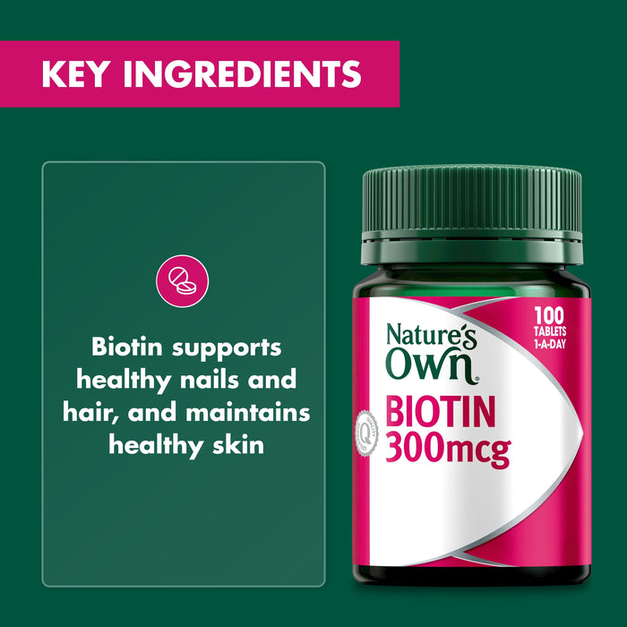 Nature's Own Biotin 300mcg 100 Tablets.