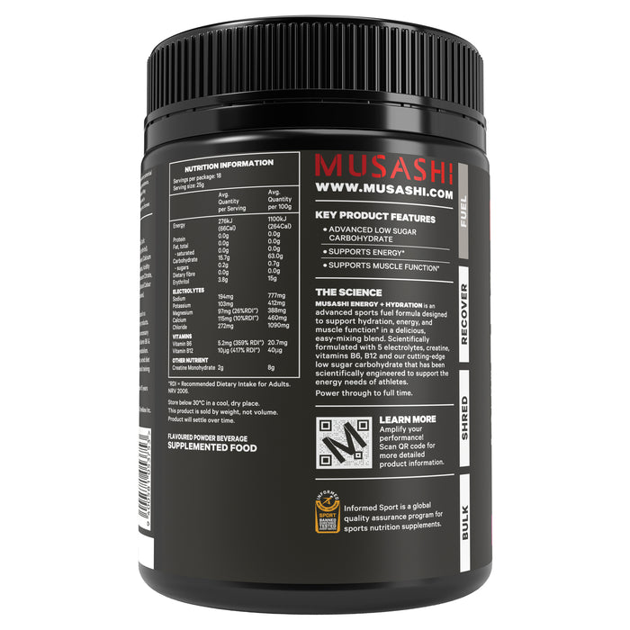 Musashi Energy & Hydration Powder 450G Watermelon