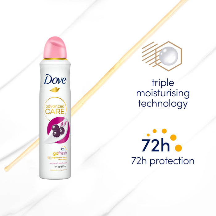 Dove Antiperspirant Advanced Care 72Hr Go Fresh Acai Berry & Waterlilly 250ml