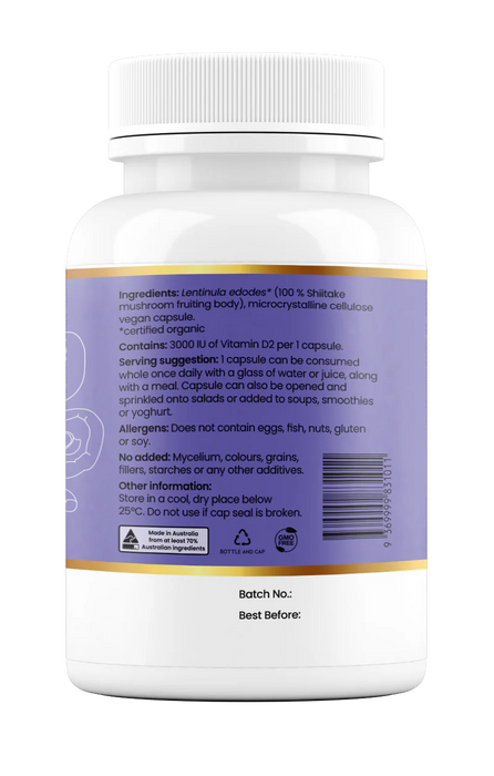 Hi-D Mushroom Vitamin D 3000iu 60 Capsules.