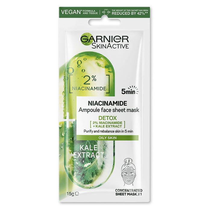 Garnier Skin Active Tissue Mask Detox Niacinamide With Kale 15g