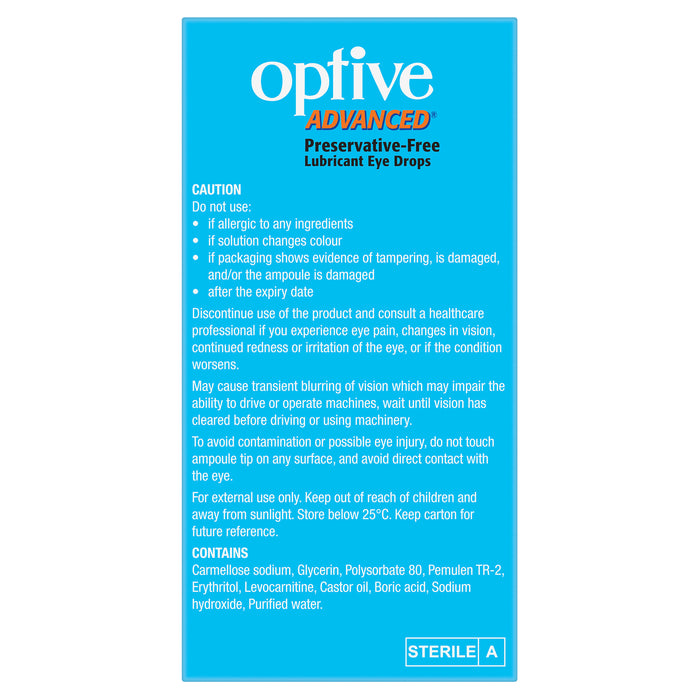 Optive Advanced Eye Drops 0.4ml x30.