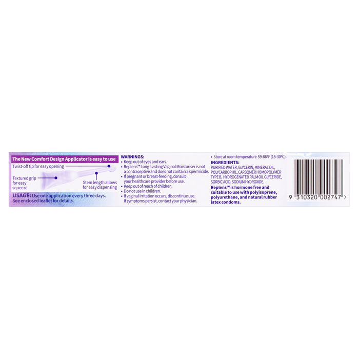 Replens Vaginal Moisturiser 3 Pack.