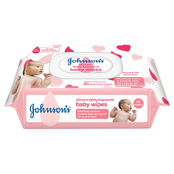 Johnson's Baby Wipes Skincare Lightly Scented 80