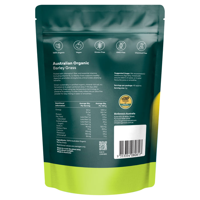 BioGenesis Australian Organic Barley Grass Powder 200g