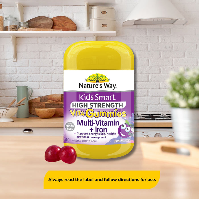 Nature's Way Kid's Smart Vita Gummies High Strength Multi-Vitamin + Iron 40 Mixed Berry Flavoured Pa
