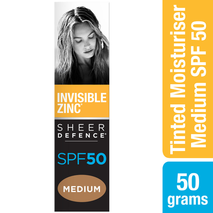 Invisible Zinc Sheer Defence Tinted Moisturiser Medium 50g.