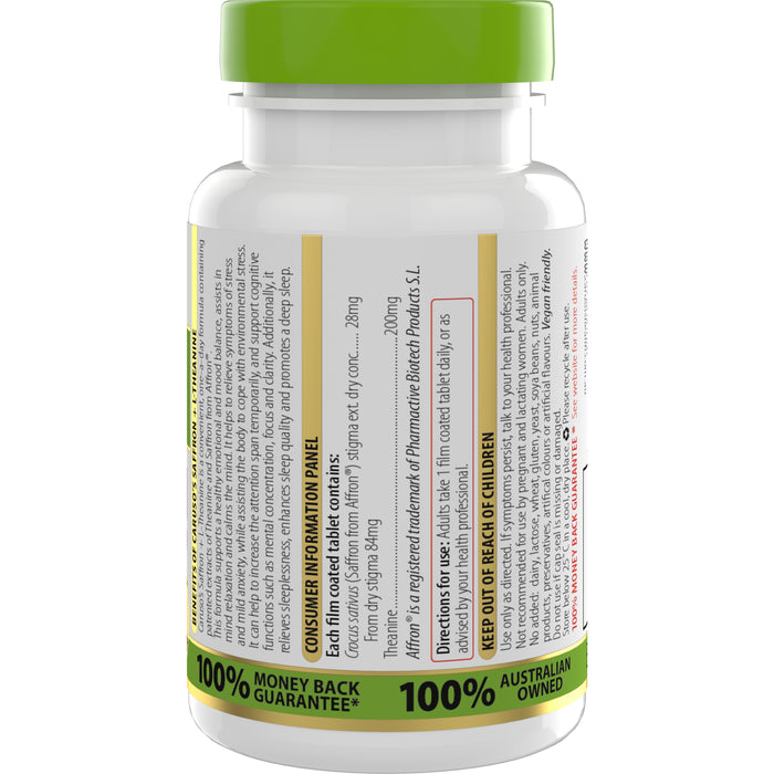 Carusos Saffron+L-Theanine 30Tablets