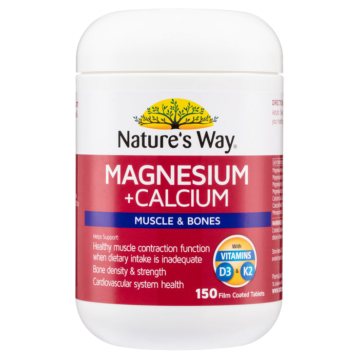 Nature's Way Magnesium + Calcium 150 Tablets.