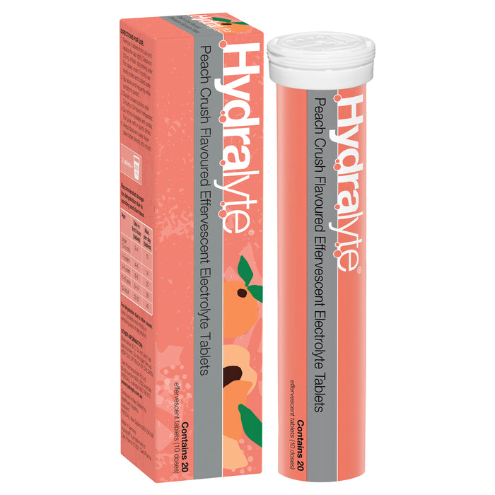 Hydralyte Effervescent Tablets Peach Crush 20