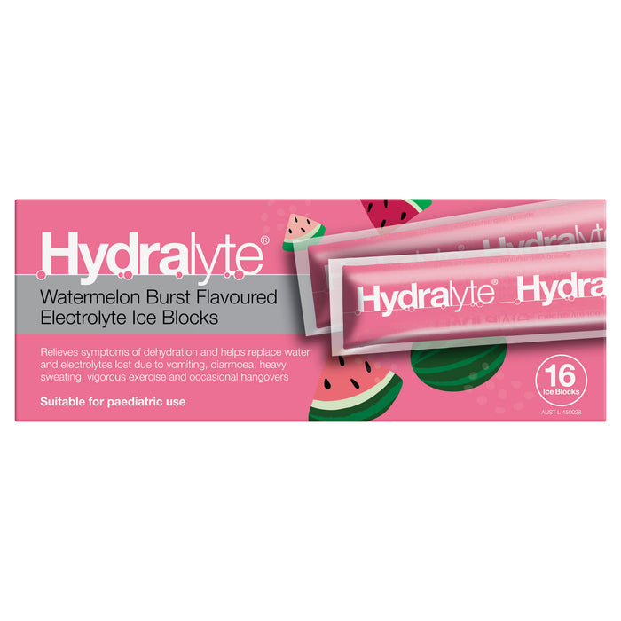 Hydralyte Rehydration Ice Blocks Watermelon Burst 16