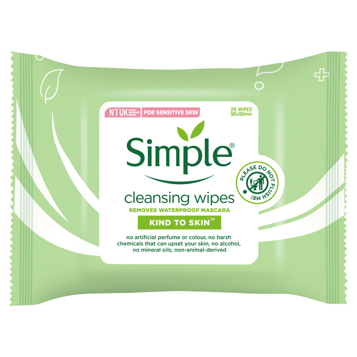 Simple Face Cleansing Wipes 25 Pack.