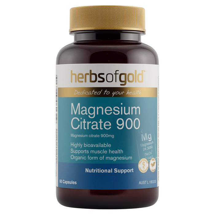 Herbs Of Gold Magnesium Citrate 900 60 Capsules.