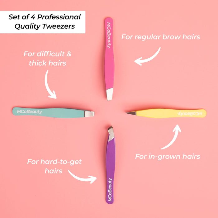 MCo Beauty Perfect Tweezers Professional 4 Piece Set