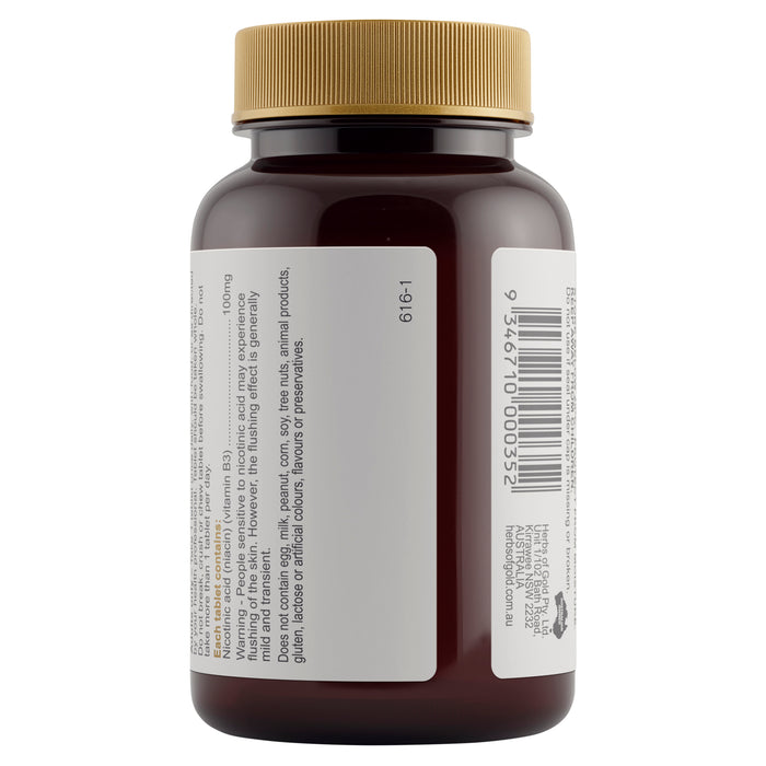 Herbs Of Gold Niacin 100mg Extended Release 60 Modified Release Tablets.