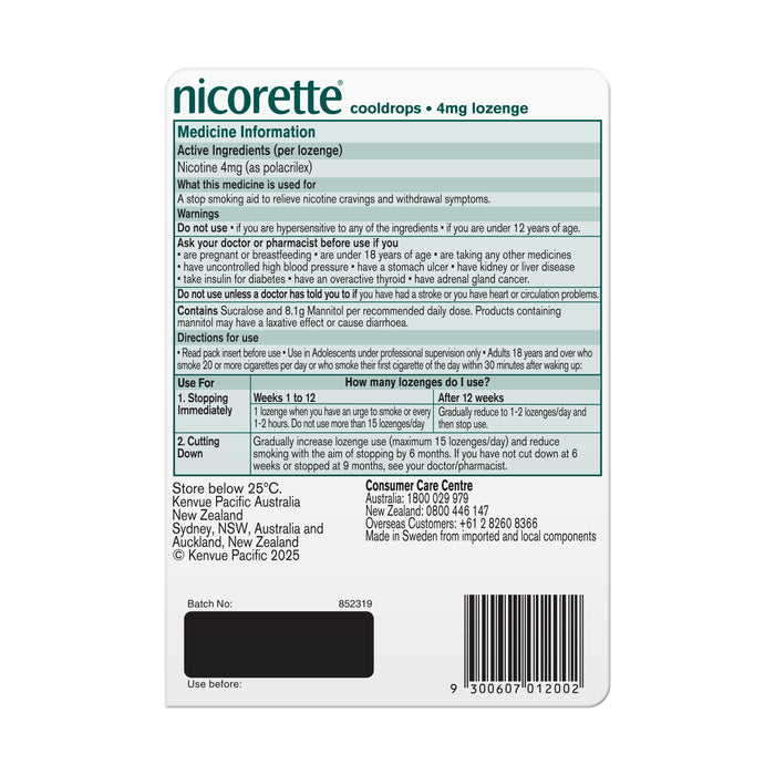 Nicorette Cool Drops Lozenge 4mg 40