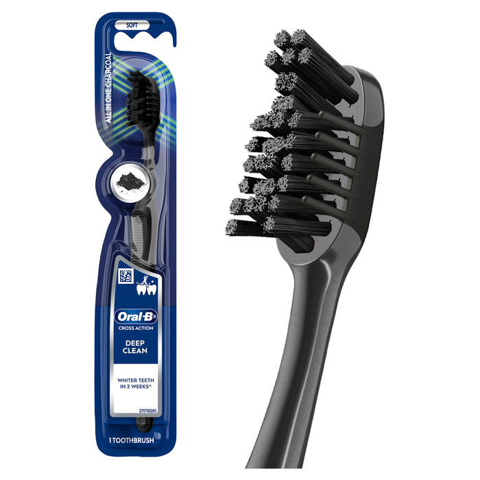 Oral B  Toothbrush Cross Action Whitening Charcoal Manual 1Pk