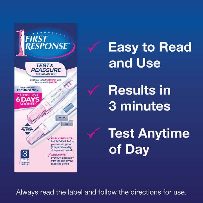 First Response Test and Reassure 2 Instream Plus 1 Digital Pregnancy Test Pack