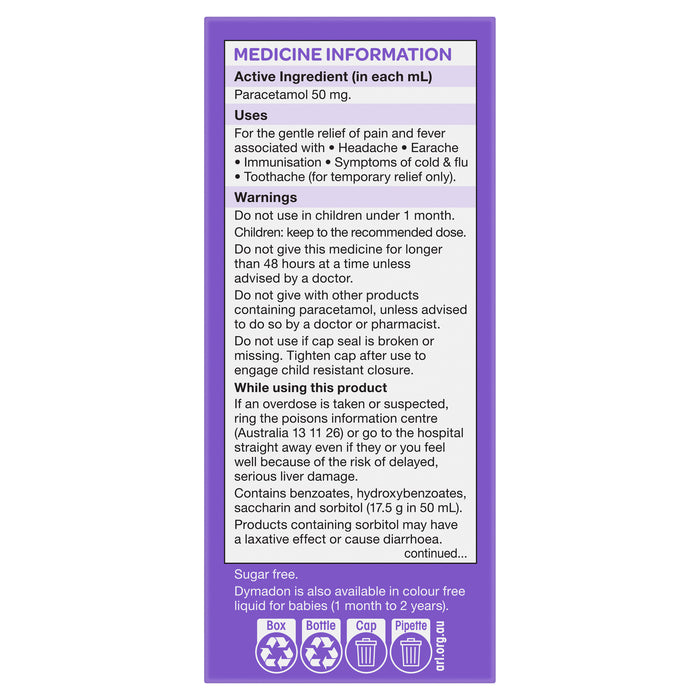 Dymadon Paracet 2-12yrs Blackcurrent 200ml