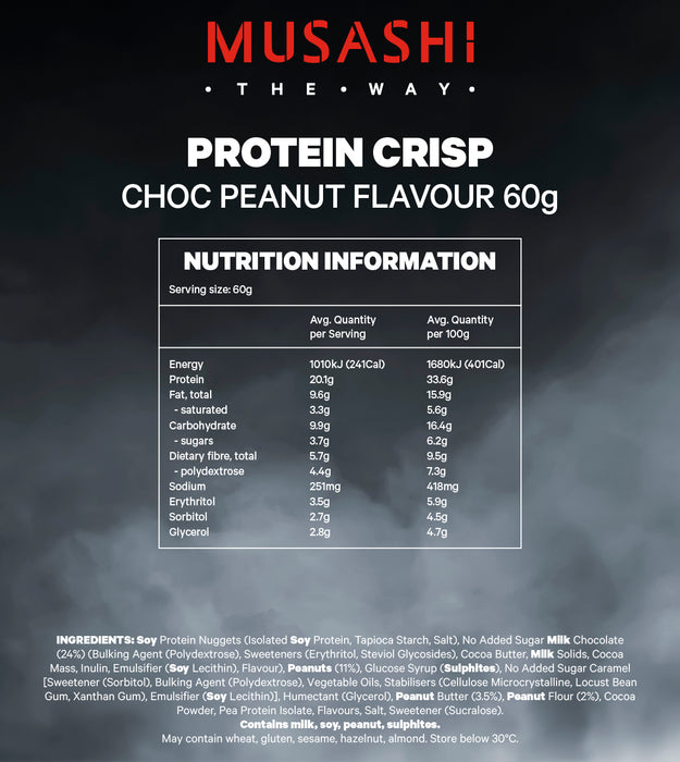 Musashi Protein Crisp Bar Choc Peanut 60g.
