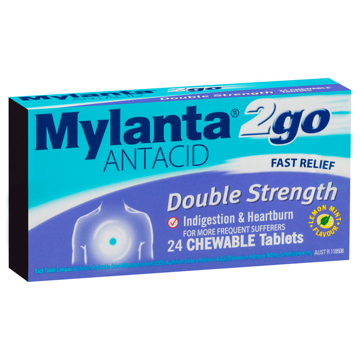 Mylanta 2 Go Double Strength Chew Tablet 24.