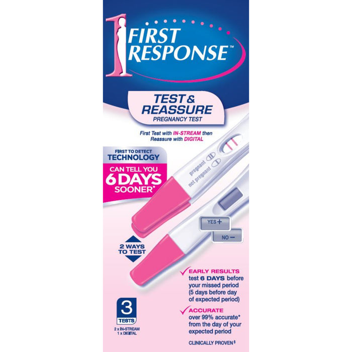 First Response Test and Reassure 2 Instream Plus 1 Digital Pregnancy Test Pack.