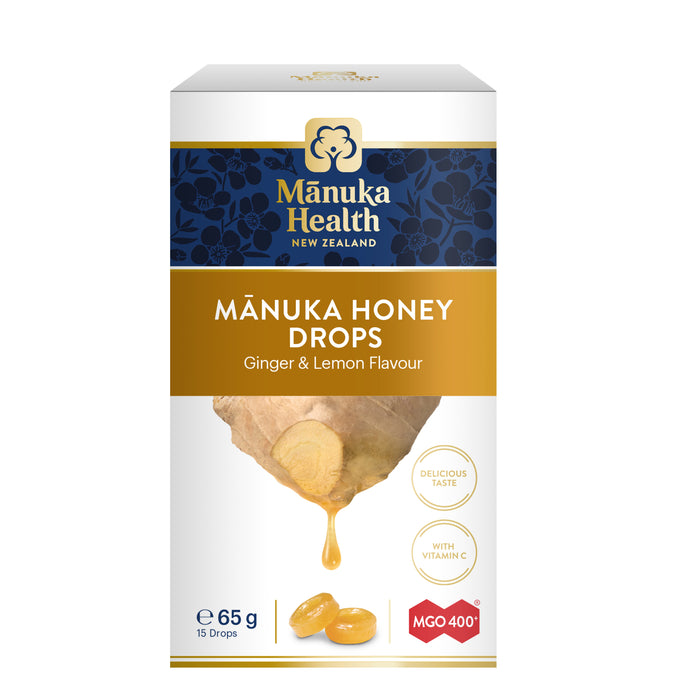 Manuka Health Manuka Honey Drops With Ginger & Lemon 65g 15 Drops