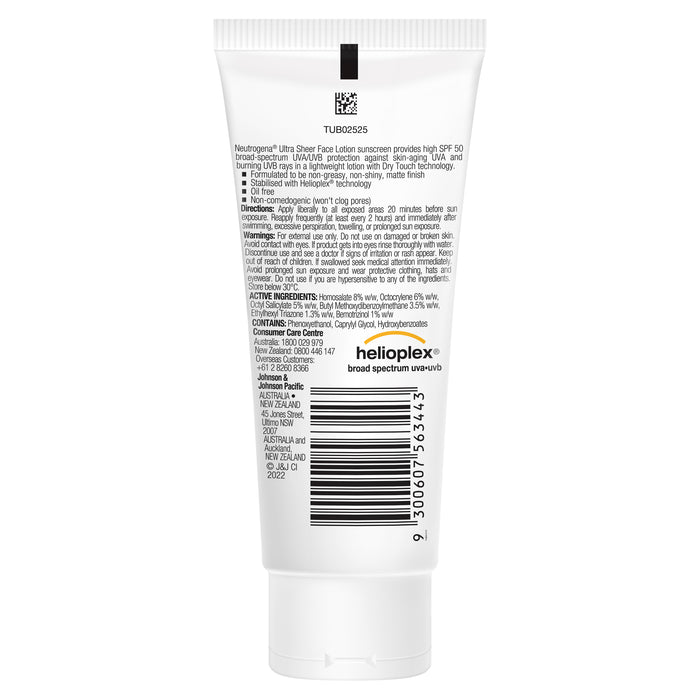 Neutrogena Ultra Sheer Face Lotion SPF50+ 88ml.