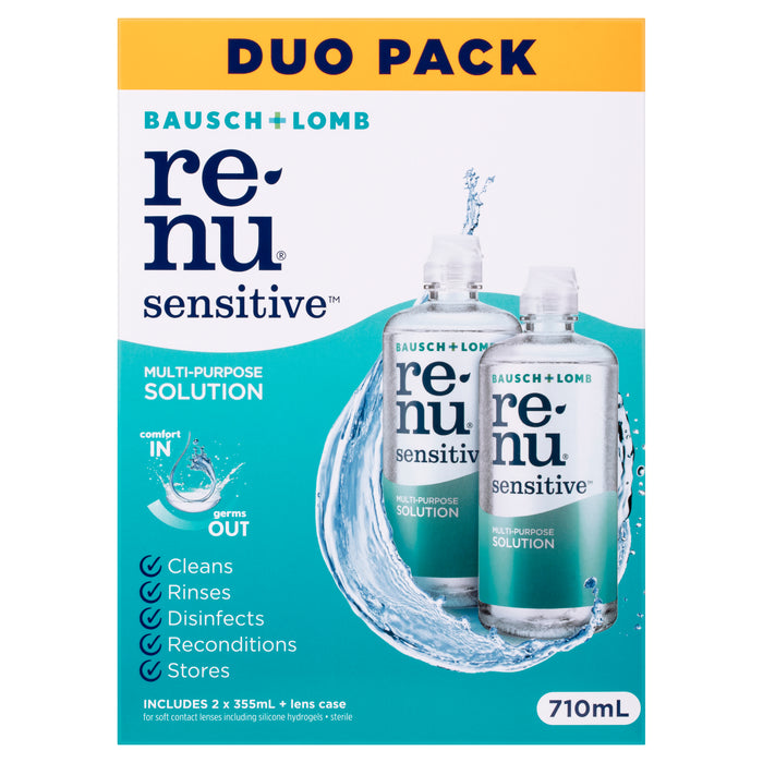 ReNu Sensitive Multi-Purpose Solution Duo Pack 2x 355mL + Lens case.
