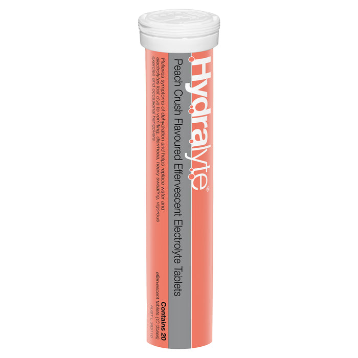 Hydralyte Effervescent Tablets Peach Crush 20