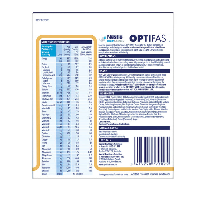 Optifast VLCD Shake Vanilla 12 x 53g.
