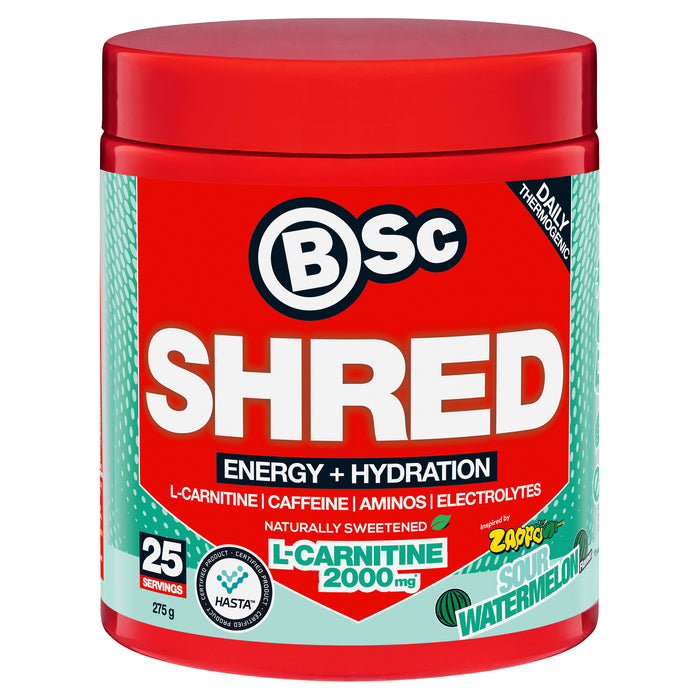 BSc Energy Shred Hydration Zappo Sour Watermelon Powder 275g