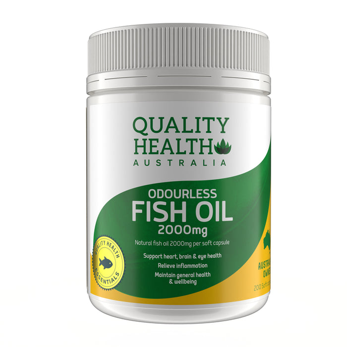 Quality Health Odourless Fish Oil 2000mg 200 Capsules.