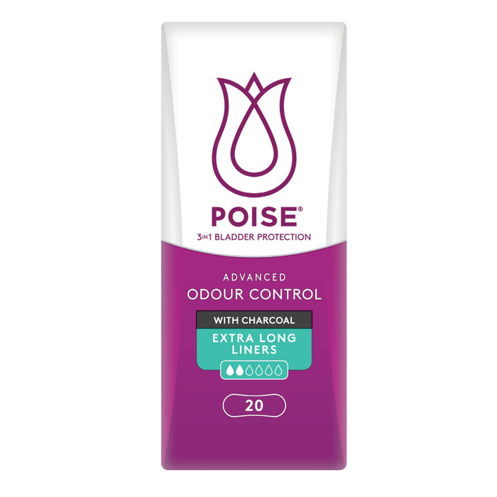 Poise Charcoal Extra Long Liner 20